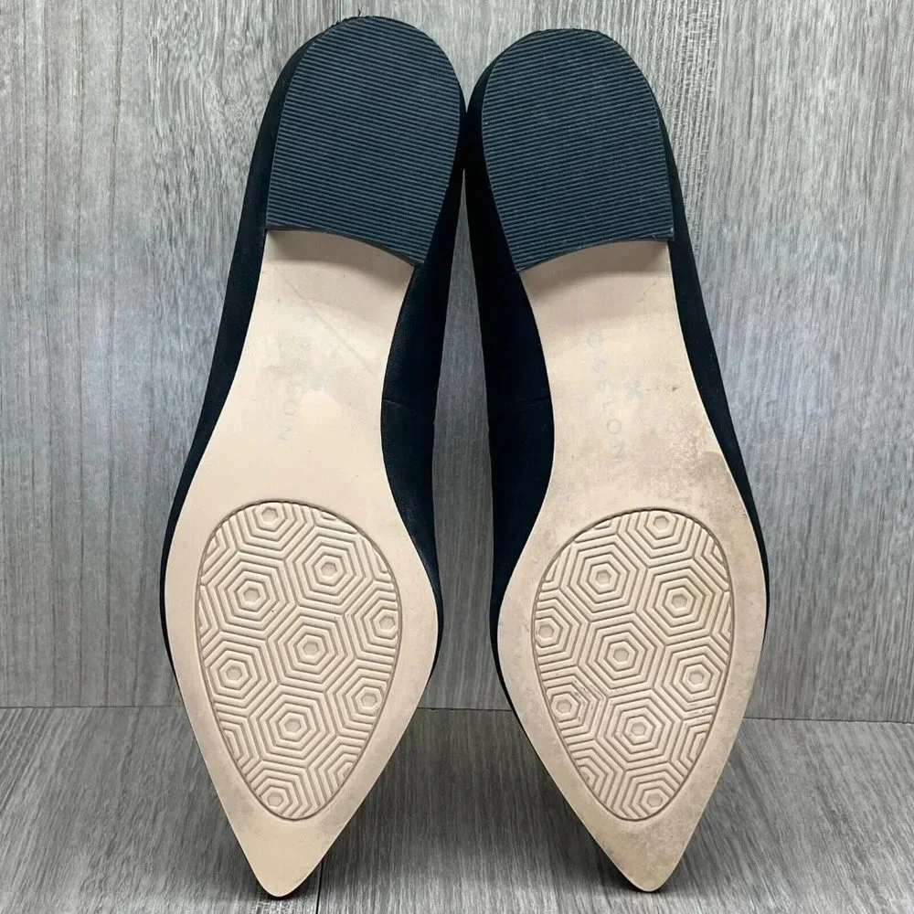 Caslon Shoes Womens Sz 7M Laurel Pointed Toe Water Resistant Flats Leather Black - Picture 10 of 12